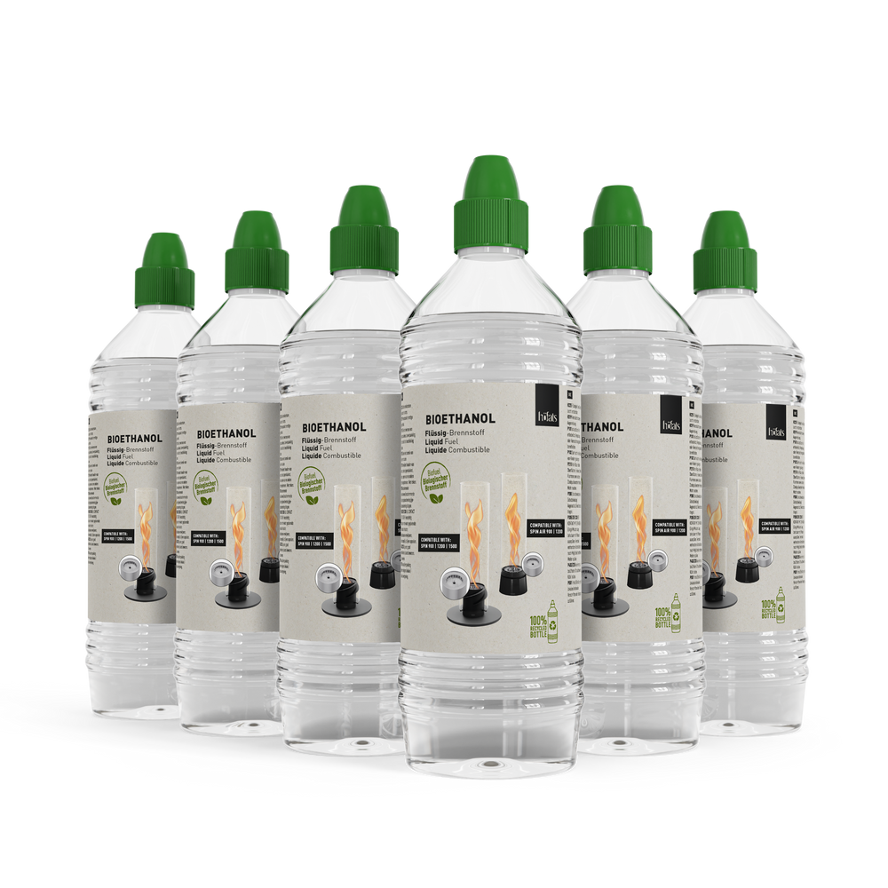 Bioethanol Flüssig-Brennstoff 1l Flasche | 6er-Pack