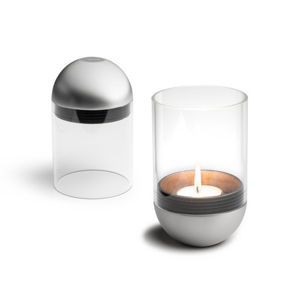 GRAVITY CANDLE Windlicht silber
