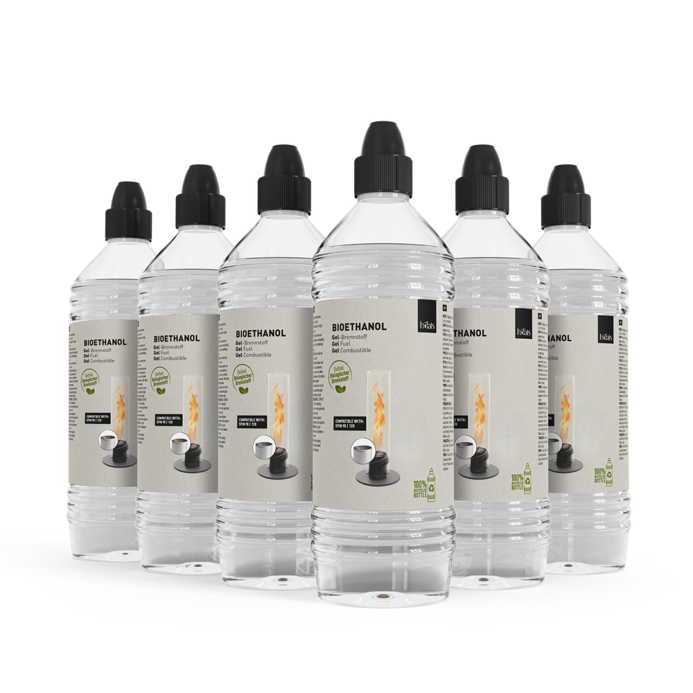 Bioethanol Gel-Brennstoff 1l Flasche | 6er-Pack
