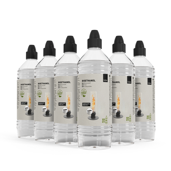 Bioethanol Gel-Brennstoff 1l Flasche | 6er-Pack