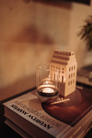 GRAVITY CANDLE Windlicht silber