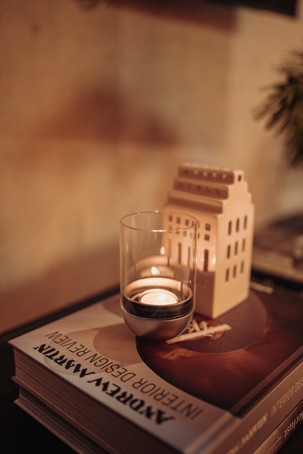 GRAVITY CANDLE Windlicht silber